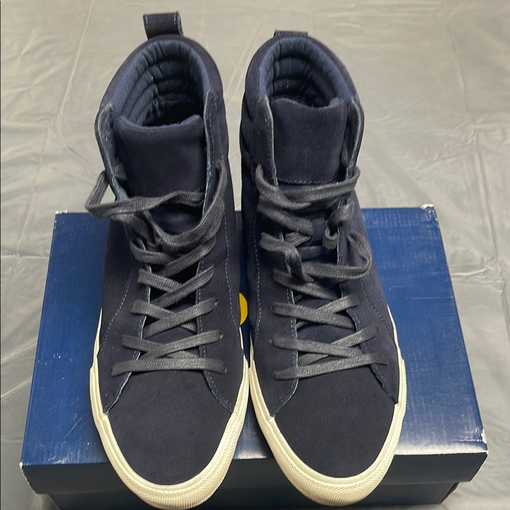Ralph Lauren Blue High-Top Sneakers with White Soles